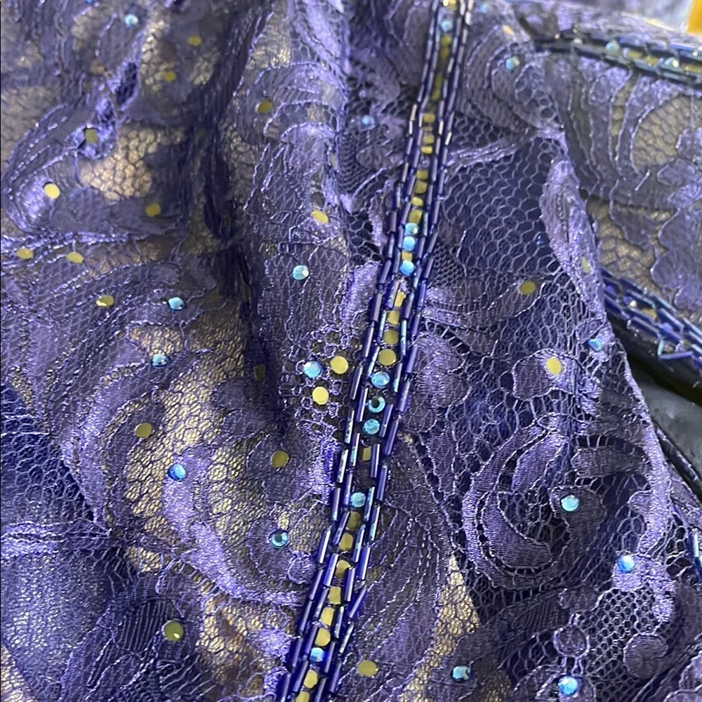 Blue Halter Prom Gown dress size 4 MISSING MANY GEMS - Picture 10 of 14